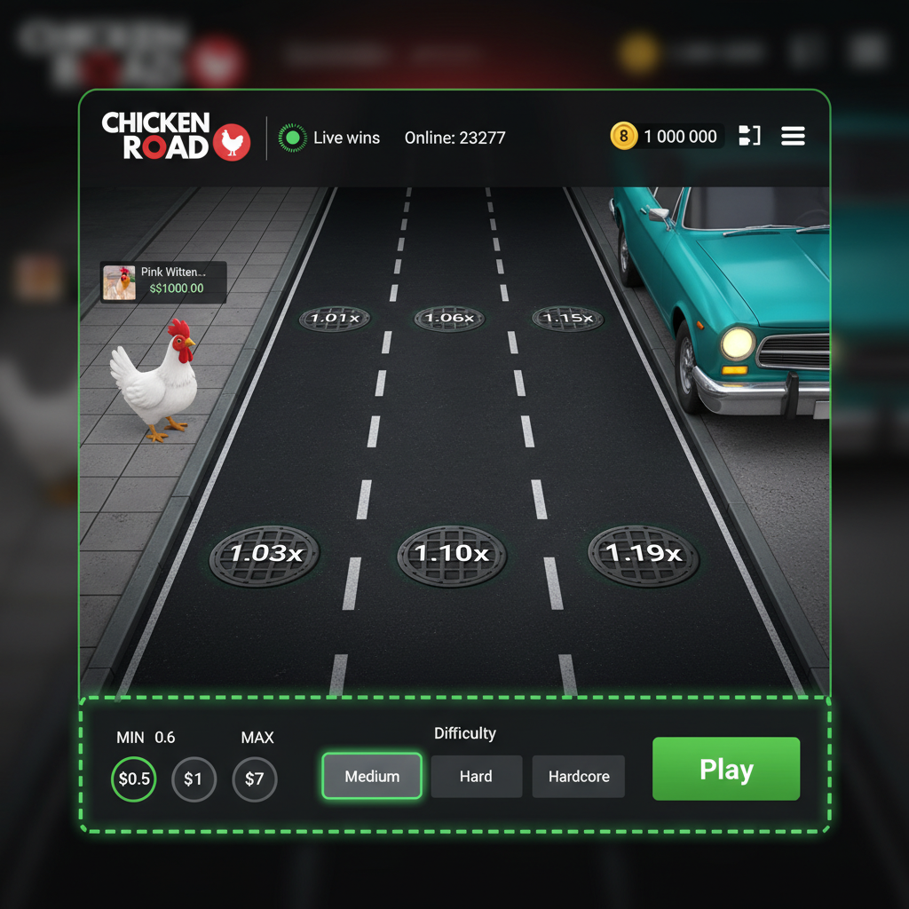 Chicken Road 2 interfaccia utente con pannello controlli evidenziato