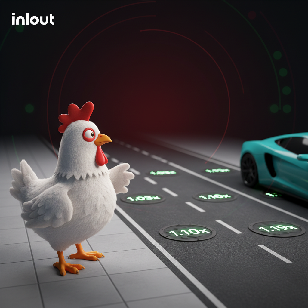 Chicken Road 2 InOut recensione completa 2026 - interfaccia di gioco con pollo, strada e moltiplicatori